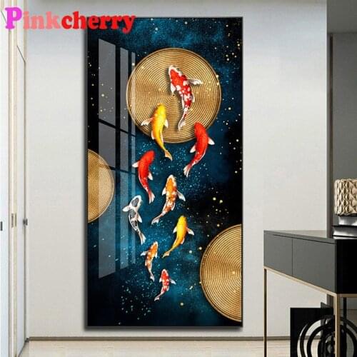 Diy diamond embroidery European Living room nine fish diamond painting full square round drill diamond mosaic home decoration