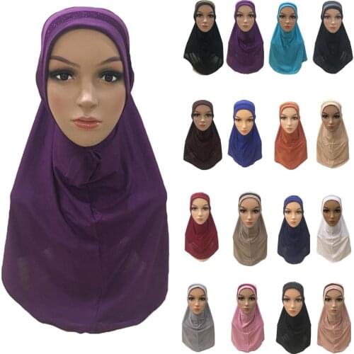 Arab One Piece Muslim Women Amira Hijab Scarf Headscarf Wrap Full Cover Islamic Shawl Turban Khimar Arab Headwear Ramadan Caps