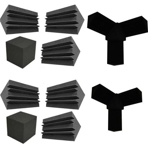 BEIYIN 8 Pcs/Set Studio Acoustic Bass Trap Foam Column Corner Block Finish Corner Cube Flame Retardant High Density-4 Set