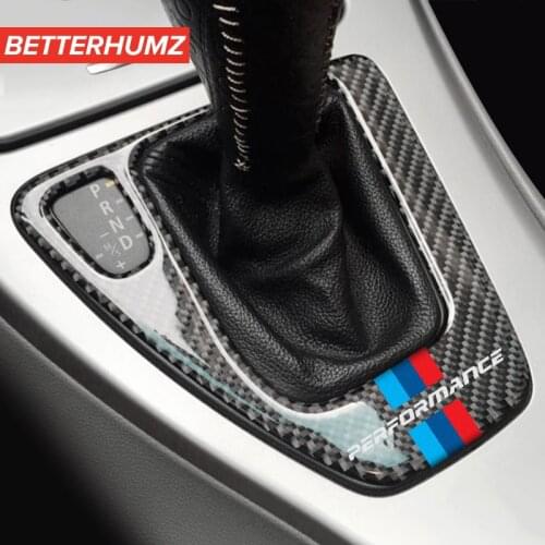 BETTERHUMZ Car Interior Carbon Fiber M Performance Gear Shift Panel Decoration Sticker For BMW E90 E92 E93 3 Series 2005-2012