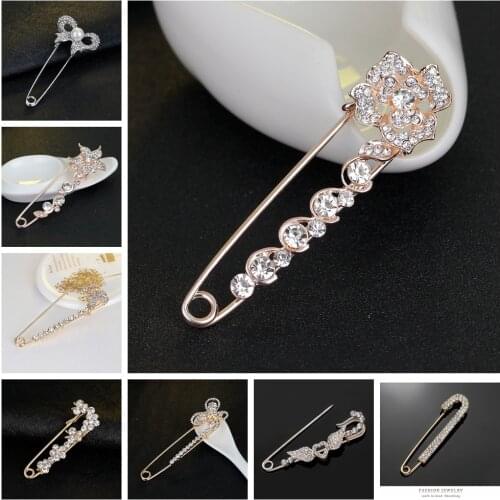 Big Size Cupid Arrow Heart Bee Metal Pin Set Shirt Veil Hijab Scarf Rose Flower Bear Angel Wing Pearl Bow Star Fish Brooch Women