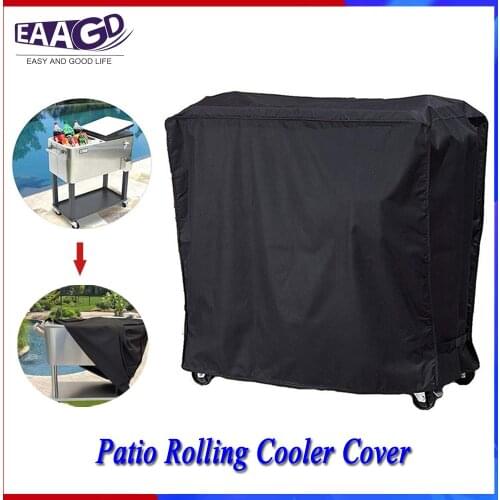 1Set Patio Rolling Cooler Cover, 300D Waterproof UV Resistant Cooler Cart Cover Ice Chest Cover for Outdoor