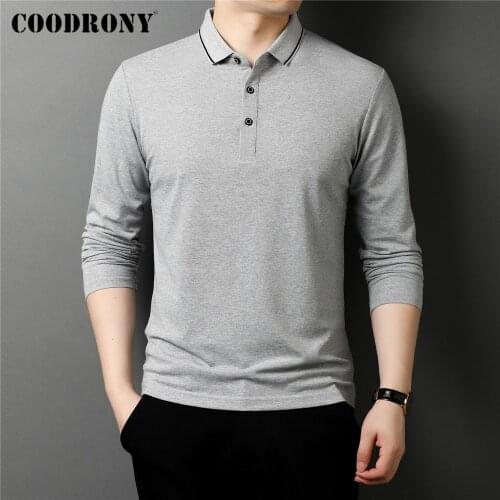 COODRONY Brand Spring Autumn New Arrival High Quality Casual Pure Color Long Sleeve Soft Cotton Polo-Shirt Men Clothes Top C5097