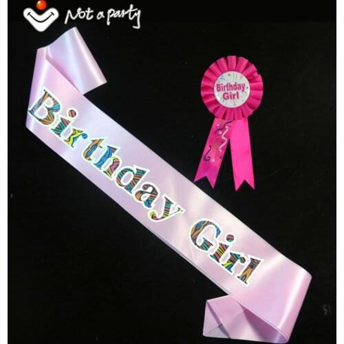 Birthday girl & boy brooch sash set pink women blue men ribbon happy birthday badge 18 21 adult event party supplies fun game