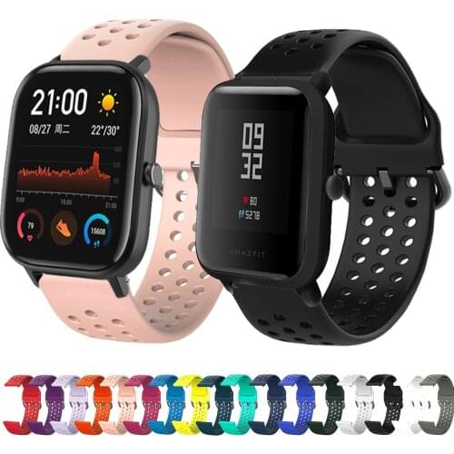 For Xiaomi Huami amazfit GTS 2 Mini GTS 2E breathable color silicone wristband, amazfit BiP S U Lite Pro 20mm smart wristband