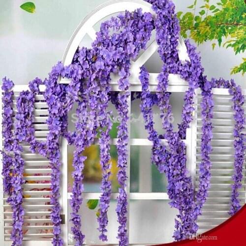 Brand New Crafts 1piece/lot 34cm Artificial Wisteria Flower Vine Handmade Hanging Garland Wedding Home Decorative Rattan