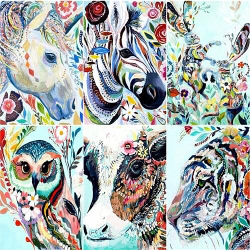AZQSD DIY Paint By Numbers Horse Picture For Living Room Home Decoration Unframe Coloring By Numbers Animal Handmade Gift