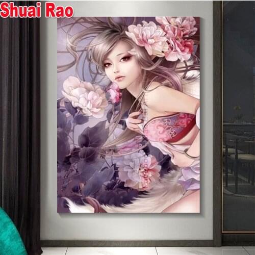 Square diamond painting flower fairy diamond embroidery full round 5d diy handworke rhinestone pictures angels painting