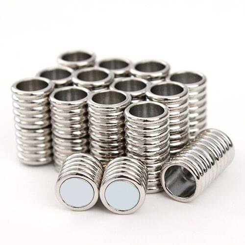 10pcs/lot Rhodium Color Magnetic Clasps Fit 4/5/6/7/8mm Leather Cord Beacelets Connectors For Necklace Jewelry Making DIY