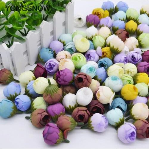 2cm Small Tea Rose Bud 20pcs Artificial Peony Flowers Head for Home Wedding Decoration Wreath Scrapbook DIY Craft Fake Flower