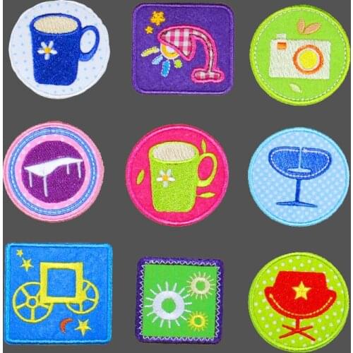 Cartoon Cup Table Lamp Patches Iron on Badges Stripes Fashion Clothes Appliques Sewing Embroidery Cute Camera Stickers