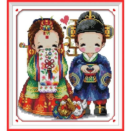 Joy Sunday Korean wedding Needlework Cross Stitch Sets for Embroidery Kits Precise Printed Factory Sale Counted Cross-Stitching
