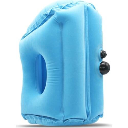 Inflatable Travel Sleeping Bag Flocking Portable Cushion Neck Pillow for Men Women Outdoor Airplane Flight Train Sleeping Easy