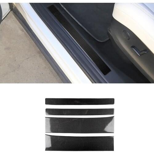 Door Sill Plate Threshold Bar Decoration Cover Trim Sticker Decal for Tesla Model-X Car Interior Accessories Carbon Fiber
