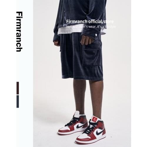 Firmranch News 2021 High Street Velvet Short Men/Women Vibe Casual Vintage Loose Short Pants High Street Baggys GL Style Fashion