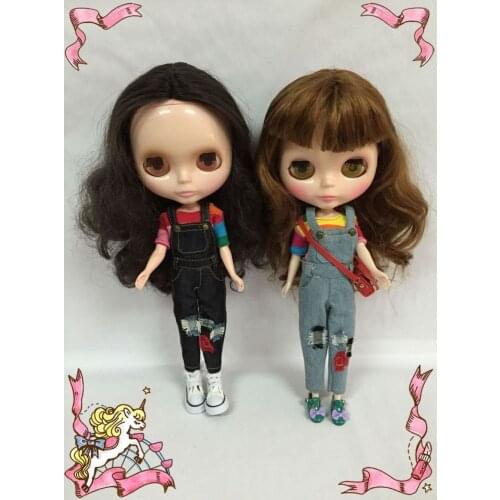 Blyth doll clothes jeans Overalls &T-shirt