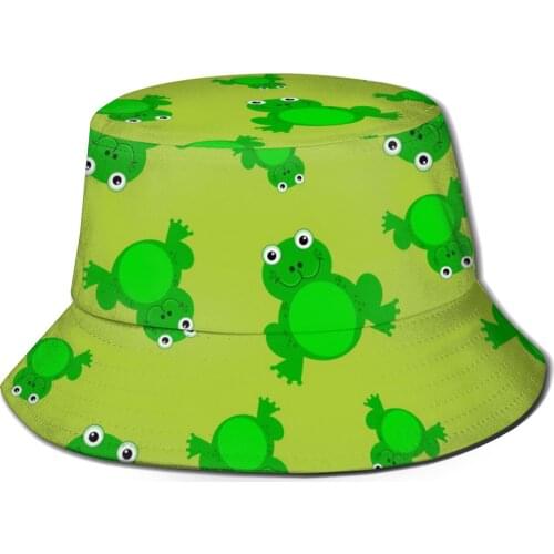 CINESSD 2021 Men Women Summer Frog Pattern Bucket Hat Bob Fisherman hat Outdoor Travel Sun Visor Fashion Panama