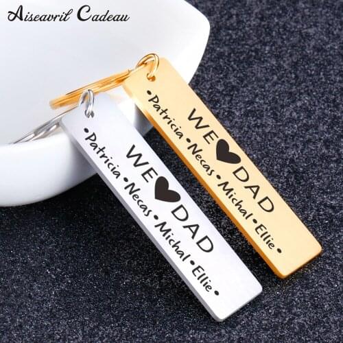 Fathers Day Gift Personalized Name Keychain We Love Dad Keyring Birthday Present for Father From Daughter Son Keychain for Daddy