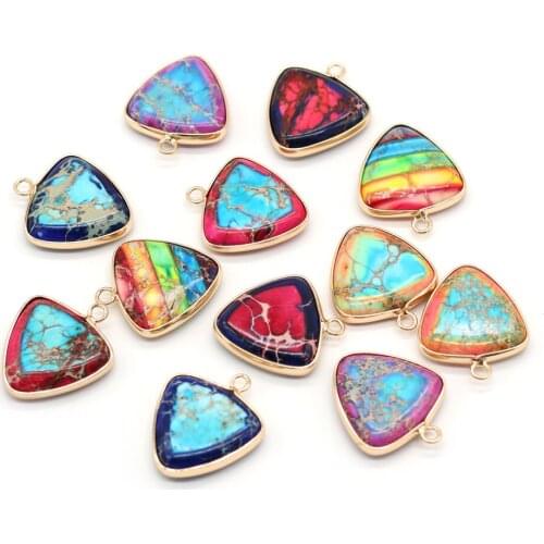Natural Imperial Stone Pendants Triangle Reiki Heal Emperor Jaspers Charms for Jewelry Making DIY Women Necklace Earring Gifts
