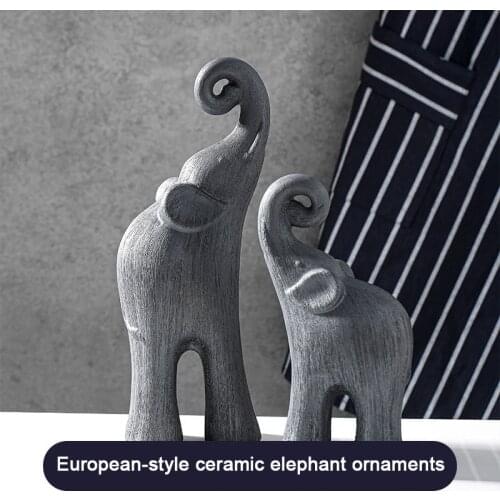 European-style simple ceramic elephant ornaments creative home desktop decorations couple gifts ceramic crafts ornaments