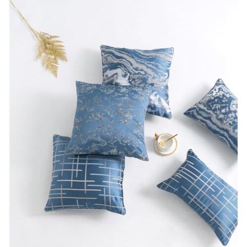 Light luxury stripe cloud wave cushion cover blue embroidery pillow cover hotel home sofa office decorative pillowcase