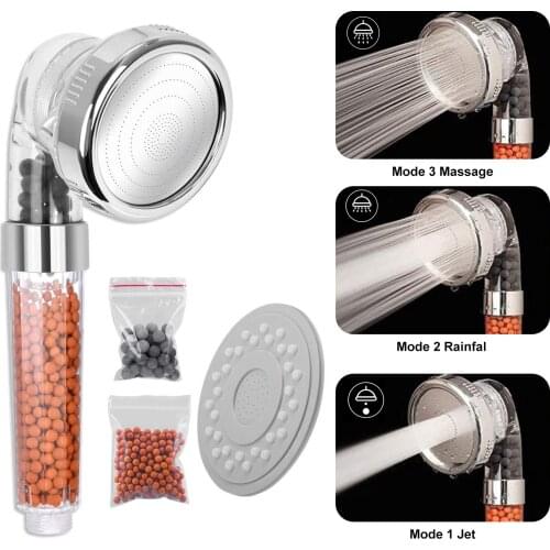 Handheld Shower Head Adjustable Water Saving Spray Nozzle with Push Button Spray Nozzle with 3 Speed Modes Bathroom Accesories