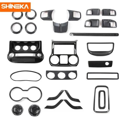 SHINEKA Car Center Console Steering Wheel Gear Shift Decoration Stickers For Jeep Wrangler JK 2011-2017 Carbon Fiber Styling