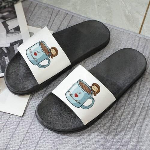 Coffee girl Women Slippers Cartoon animal Pattern Beach Slides Home Slippers Slip on Sandals Female Shoes Flip Flops