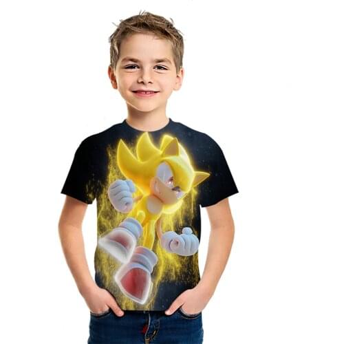 Sonic 2021 Boys Girls Summer T-shirt 3D printing new baby anime short sleeve cotton comfortable simple top