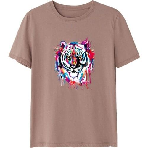 T-N Iron On Heat Transfer Patches T-shirt Colorful Tiger Animal Printing Vinyl Stickers Appliques Decoration For Clothing DIY