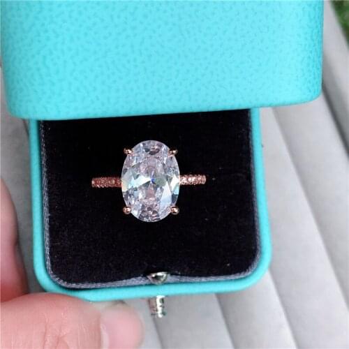 Vecalon Fashion Oval cut Jewelry 925 Sterling Silver ring 5A Zircon Cz Party wedding Band rings for women Men Gift