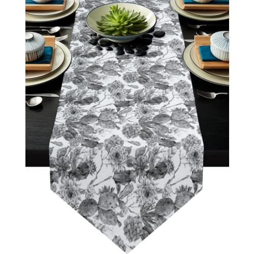 Vintage Cactus Flower Tropical Plant Table Runner Table Art Home Party Country Wedding Decoration Tablecloth Table Runners