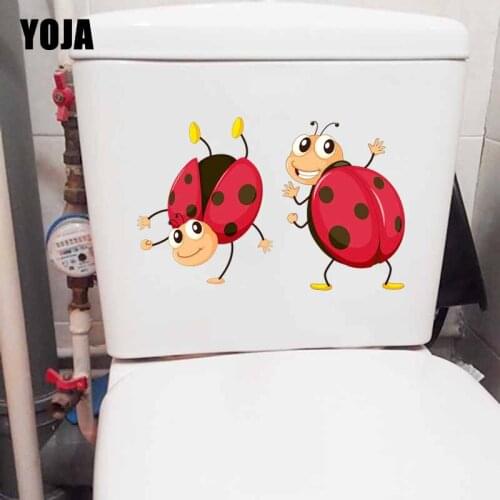YOJA 23.3X14.6CM Cartoon Coccinella Septempunctata Funny Wall Sticker Toilet Decal Home Decor T5-1081