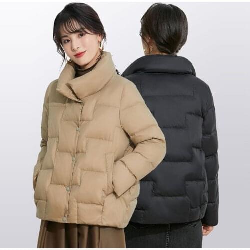 Korean style 2021 Winter Jacket Women Stand Collar black Female Down jacket Loose Oversized Womens Parka
