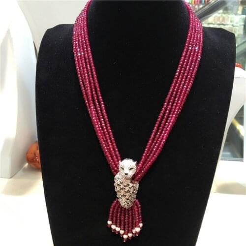 Womens fashion Leopard head clasp DIY accessory purple stone necklace welcome custom colors fashion jewelry