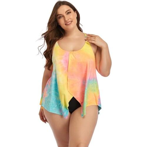 2021 New Cross-border V-neck Womens Swimwear Print Skirt Flat-angle Swimsuit Swimming Suit For Women Plus Size