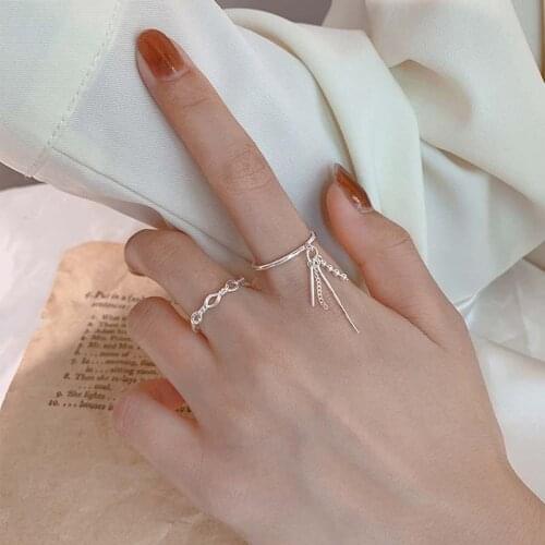 Todorova Korean Fashion Punk Cool Chain Tassel Drop Pendant Rings For Women anillos Bague Party Jewelry Gifts