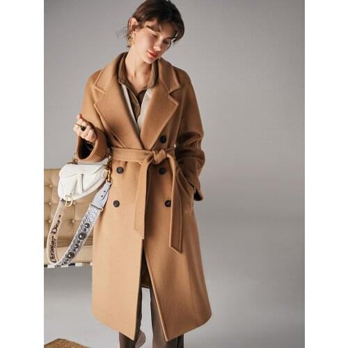 High Quality Wool Blends Cashmere Female Jacket Long Slim Womens Coats Double-sided Woolen Cloth Sobretudo Feminino Zjt1337