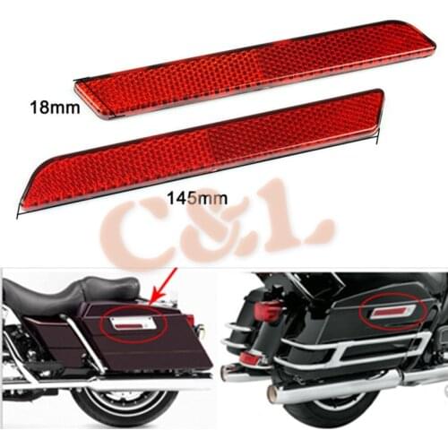 1 Pair Red Reflectors Fit For Harley Latch Covers Hard Saddlebags Side Visibility