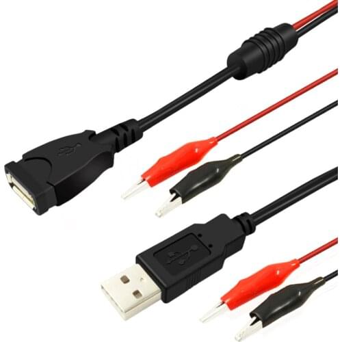 1Pair Male Female USB Alligator Clips Testing Wire to Battery Lithium battery Voltmeter Ammeter Tester