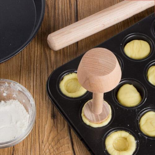 1pc Wooden Egg Tart Tamper Double Head Cake Pusher Baking Shaping Egg Tart Mould Baking Accessories S M L