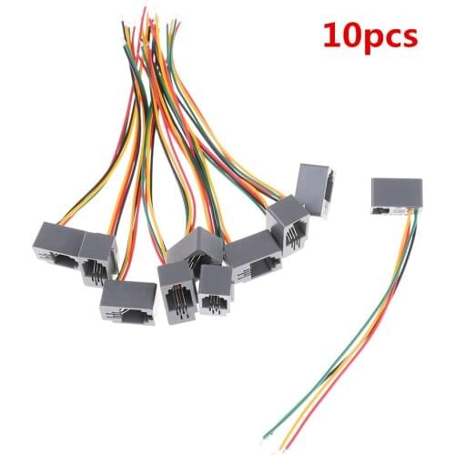10 Pcs/lot 616E 4P4C RJ11 Female Telephone Connector Adapter 4 Wires 8cm Wholesale