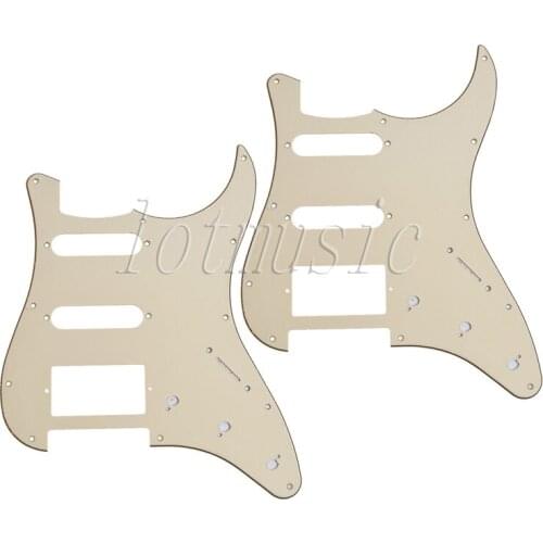 2PCS SSH Style Electric Guitar Pickguard 3ply 11 hole Beige PVC For Fender Strat Replacement