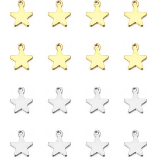 30pcs Stainless Steel Small Star Pendant For DIY Jewelry Making Necklace Bracelet Decoration Bracelet End Tail Charm Gifts