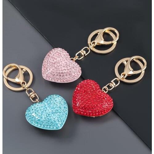 Crystal Red Crystal Keychian Women Rhinestone Bag Holder Pink Blue Keyring Cute Trinkets For Girl Friend Drop Shipping