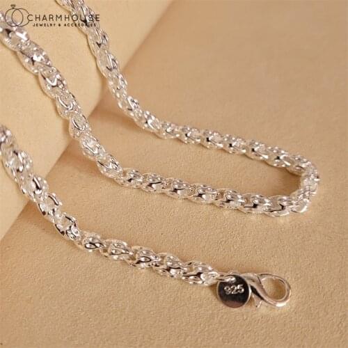 Pure Silver Charm Necklaces For Man 5mm 20/24 inch Dragon Chain Necklace Collier New Fashion Male Jewelry Accesories Bijoux