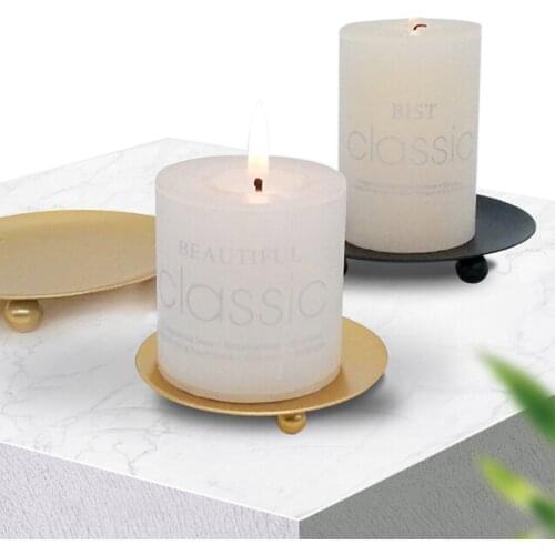 Nordic Style Candle Holder Round Stable Iron Candle Stand Suitable for Table Decoration