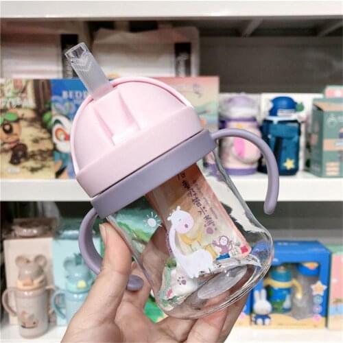 Children Portable Weighted Straw Cup Leakproof Water Bottle Baby Feeding Cup with Straw Cartoon Portable Children Water Bottle
