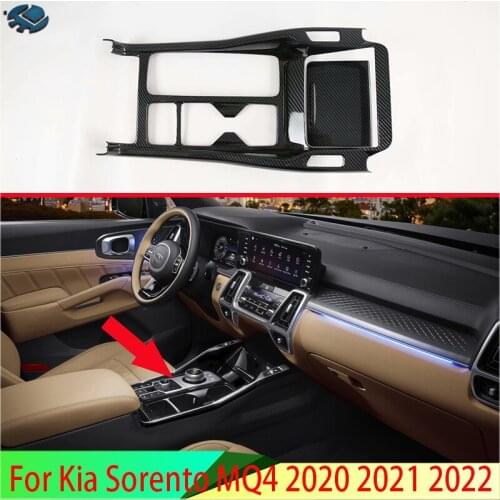 For Kia Sorento MQ4 2020 2021 2022 Car Accessories Carbon Fiber Style Gear Shift Panel Center Console Cover Trim Frame