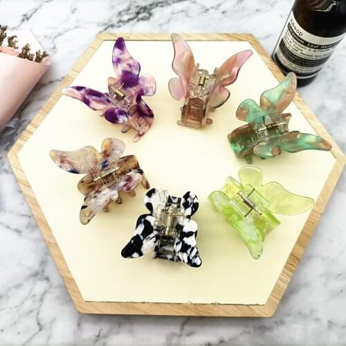 Sweet Butterfly Shape Acetate Hair Claw Clamp Crab Barrettes Fairy Leopard Print Flower Butterfly Hair Clips Hairpins Wholesale